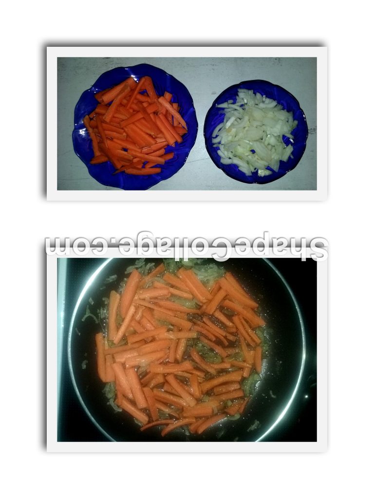 Cipolle e carote tagliate e soffritte
